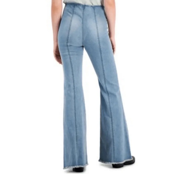 TINSELTOWN Hi-Rise Flare Denim Raw Hem Pull On Flare Jeans Size 11 Waist 30 - Picture 3 of 13